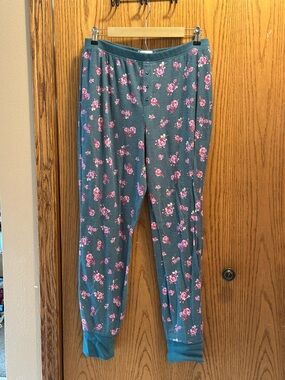 Sonoma Teal Henley waffle like pants with Pink Floral Print